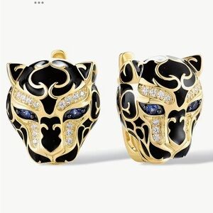 Gold and Black Panther Earrings
